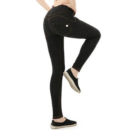 2025 New Dark Blue Sports Yoga Pants Women's Peach Hips Sports High Elasticity Fitness Long Jeans