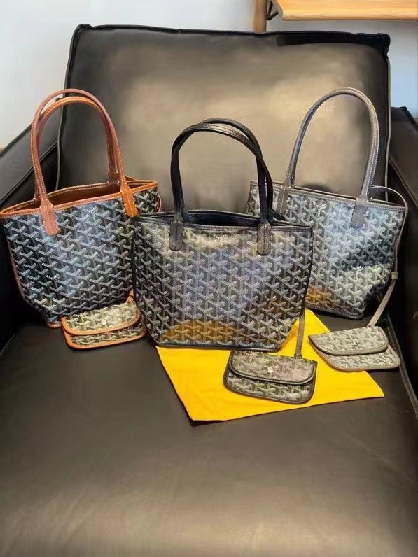 Goyard Double-sided Full Print Mini Mother-and-child Tote Shopping Handbag Shoulder Women's Black Leather Bag