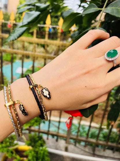 2025 New Gradient Snake Head Braided Double-layer Enamel Couple Bracelet Women's Personalized Versatile Fashion Accessories