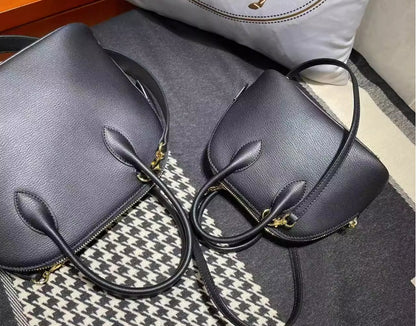 2025 Simple New Khaki Mini Goatskin Shell Handbag Women's Leather Bowling Single Shoulder Small Square Bag