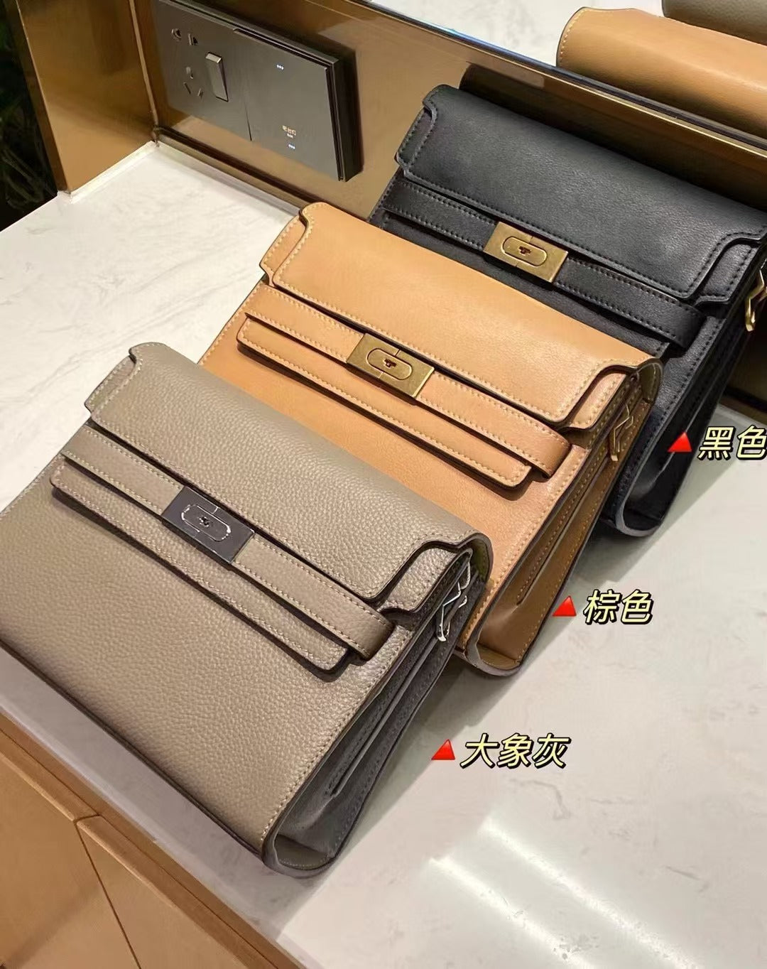 2025 New Brown Colorblock Kelly Bag Underarm Small Square Bag Women's European And American Style Lock Shoulder Crossbody Bag