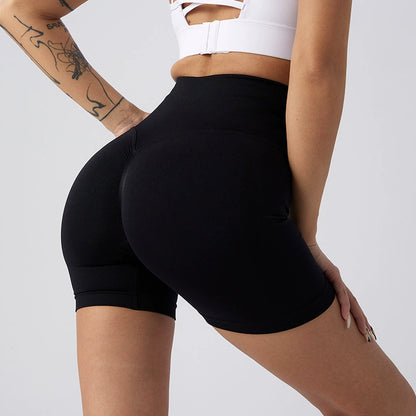 2025 Summer New High Waist Hip Pants Women's Sports Tummy Control Cycling Tights Three-quarter Yoga Shorts