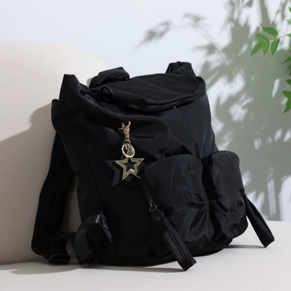 Black Niche Star Pattern Lock Nylon Large Capacity Couple Men And Women's Casual Computer Backpack