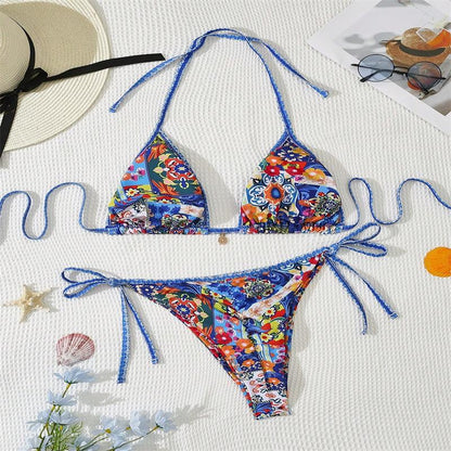 New European And American Plus Size Split Bikini Suit Women‘s Sexy Ethnic Style Seaside Holiday Two-piece Swimwear