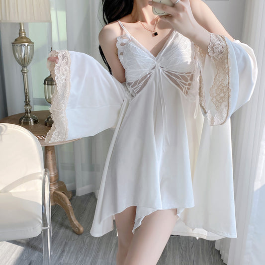 2025 Autumn Winter White Gold Velvet Pajamas Women's New Pure Slimming Suspender Nightdress Nightgown Two-piece Sexy Lingerie