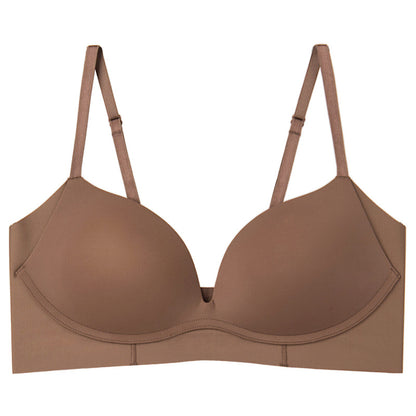 2025 Mocha Silk Seamless Smooth Bra Women's Without Steel Ring Gathered And Adjusted Thin Top Underwear Bra