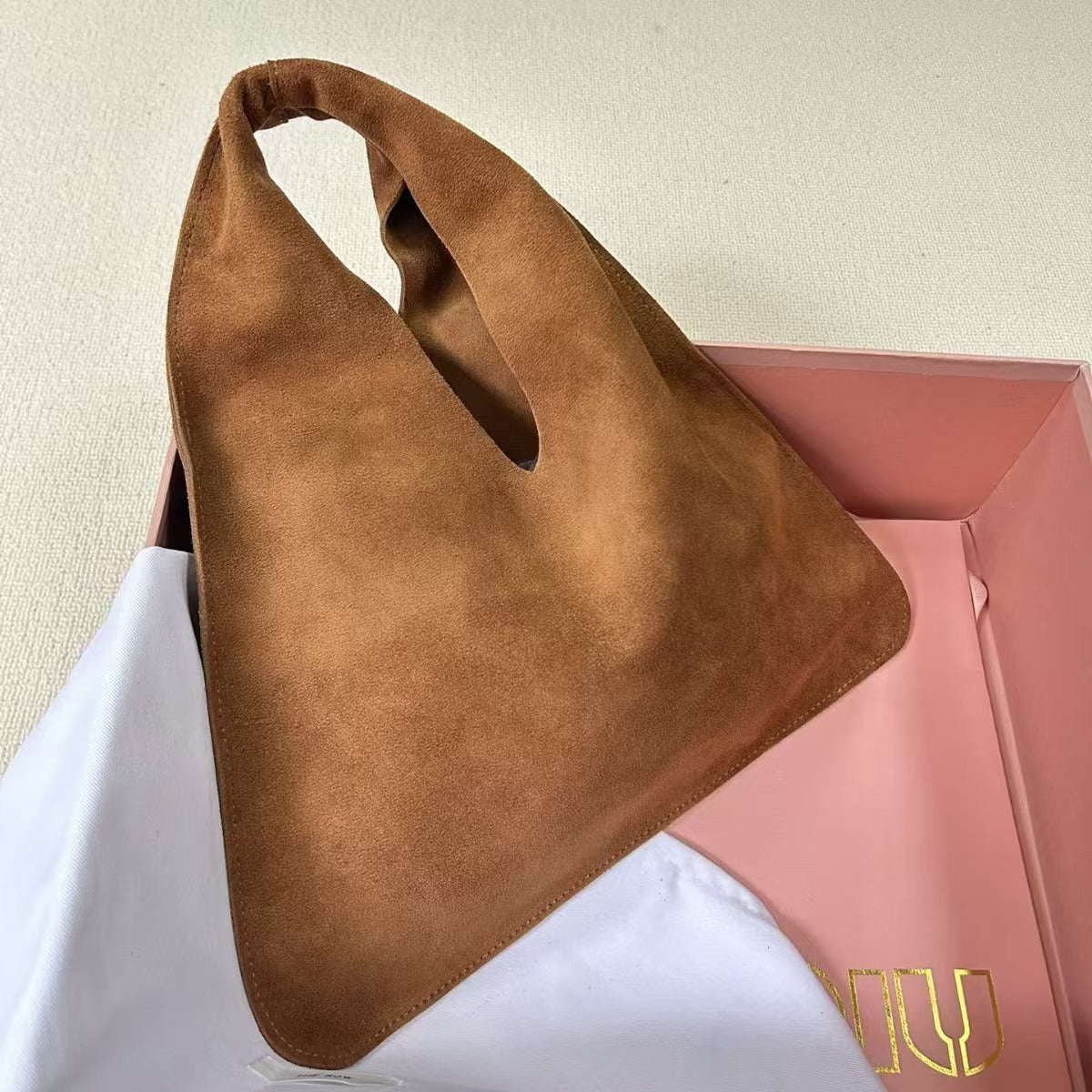 Brown Autumn Winter New Frosted Suede Leather Triangle Bag Women‘s Popular Retro Trend Hand-held Shoulder Underarm Bag