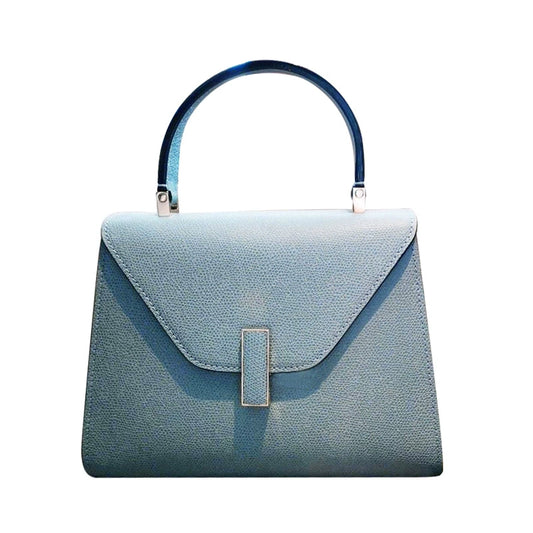 2025 New Celebrity Blue Leather Handbag Women‘s Trapezoidal Lock One-shoulder Crossbody Kelly Bag