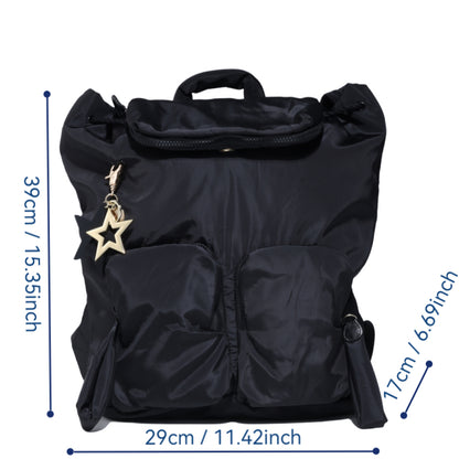 Black Niche Star Pattern Lock Nylon Large Capacity Couple Men And Women's Casual Computer Backpack