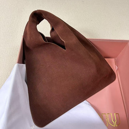 Brown Autumn Winter New Frosted Suede Leather Triangle Bag Women‘s Popular Retro Trend Hand-held Shoulder Underarm Bag