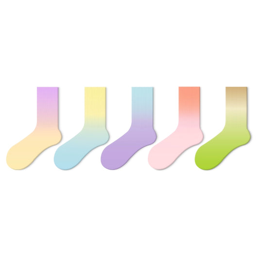 2025 Spring Summer Dopamine Mid-tube Socks Women's Fashion Gradient Color Boneless Long Cotton Socks