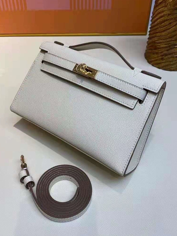 2025 New Spring Summer Grey Palm Pattern Leather Kelly Bag Women's Pig Nose Chain Shoulder Crossbody Small Square Bags