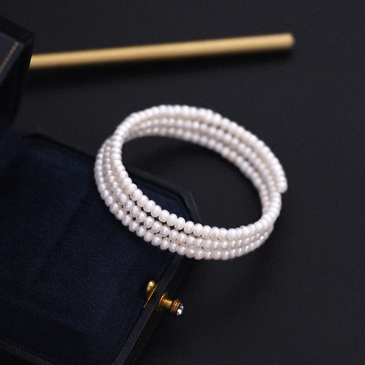 European And American Simple Open Pearl Bracelet Women's Winding Adjustable Fashion Creative Beaded Bracelet